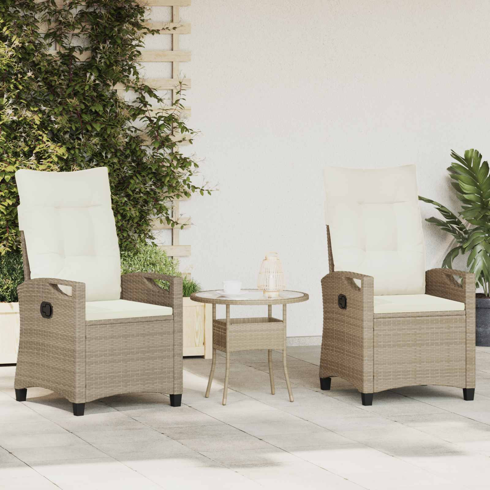 vidaXL Gartenstuhl 2 pcs Beige und Creme 56 x 60 x 112 cm