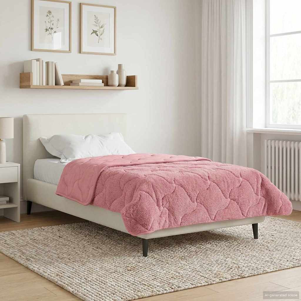 vidaXL Sommerdecke Rosa 155 x 200 cm Mikrofaser und Teddy-Fleece