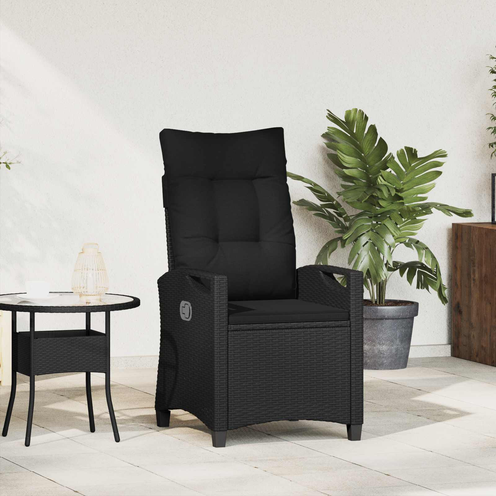 vidaXL Verstellbarer Gartenstuhl Schwarz 56 x 60 x 112 cm Poly-Rattan