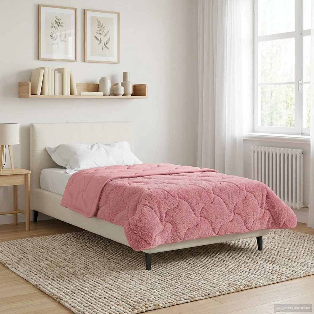 vidaXL Sommerdecke Rosa 135 x 200 cm Mikrofaser und Teddy-Fleece