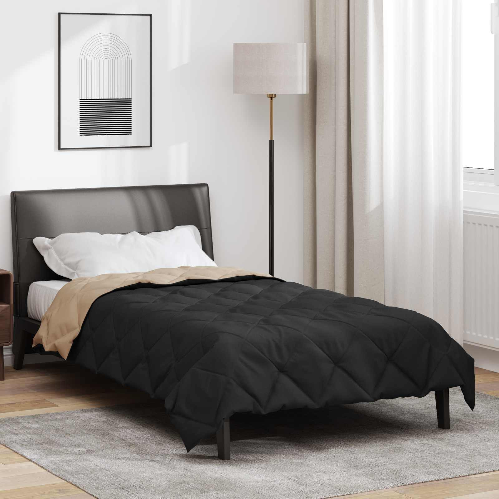 vidaXL Ganzjahresbettdecke 135 x 220 cm 300 g/m² Schwarz und Taupe