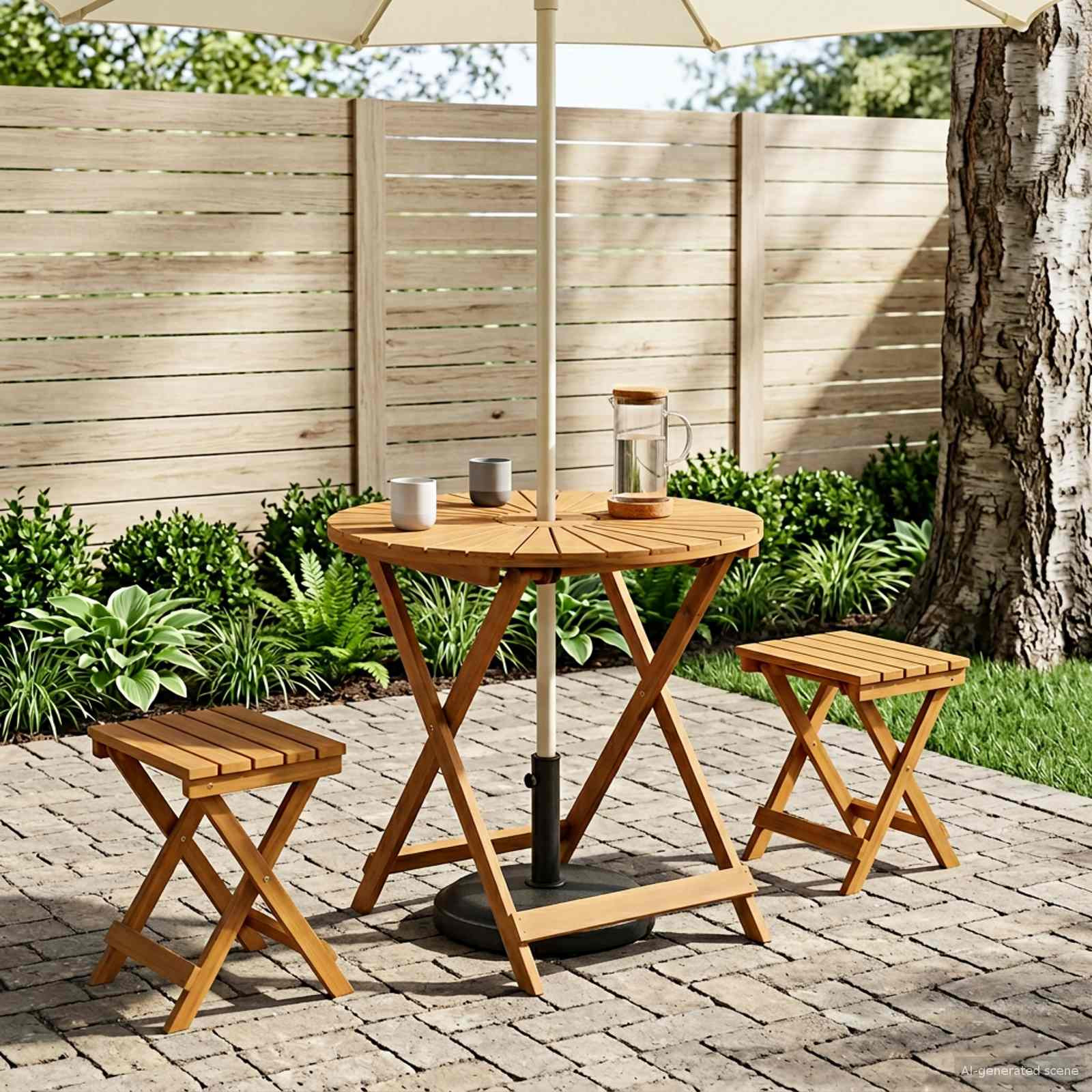 vidaXL Klappbarer Gartentisch Natur Ø70 x 75 cm Massivholz Akazie