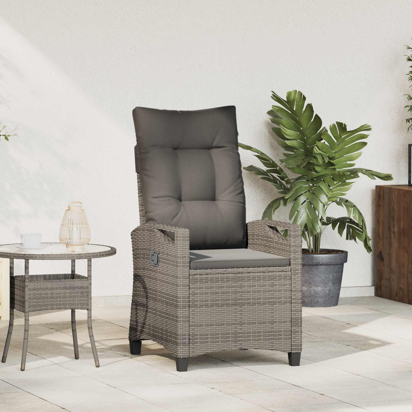 vidaXL Verstellbarer Gartenstuhl Grau und Dunkelgrau 56 x 60 x 112 cm