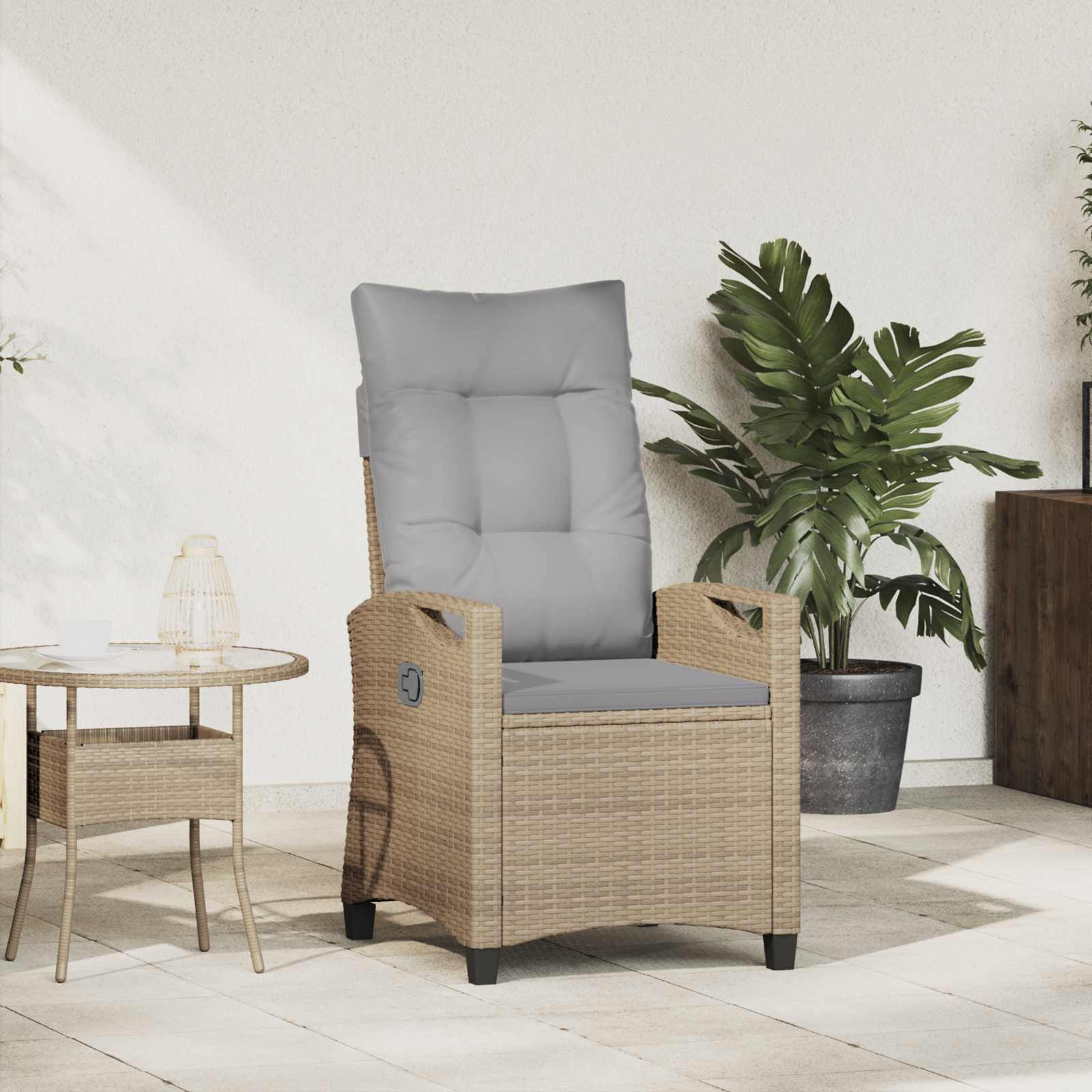 vidaXL Verstellbarer Gartenstuhl Beige und Hellgrau 56 x 60 x 112 cm