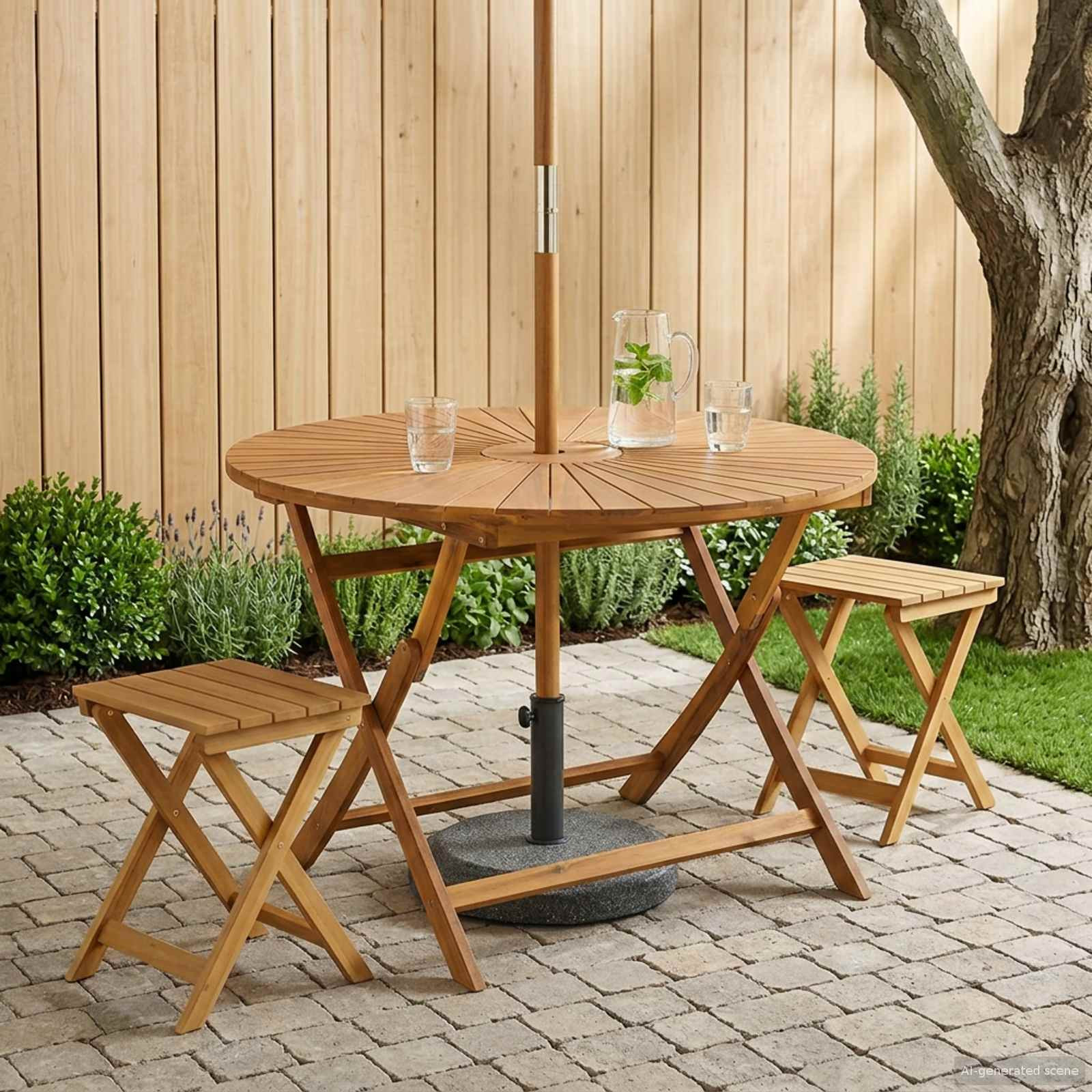 vidaXL Klappbarer Gartentisch Natur Ø110 x 75 cm Massivholz Akazie