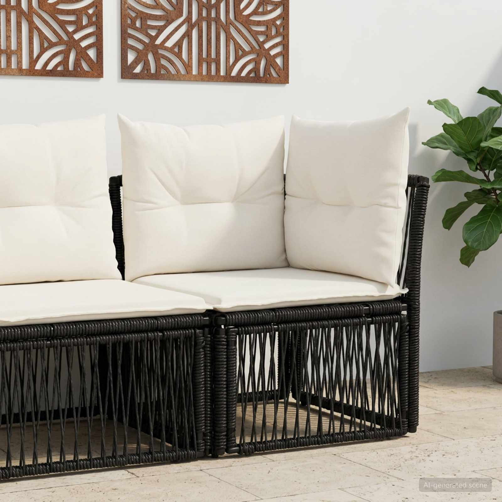 vidaXL Ecksofa Schwarz Poly-Rattan