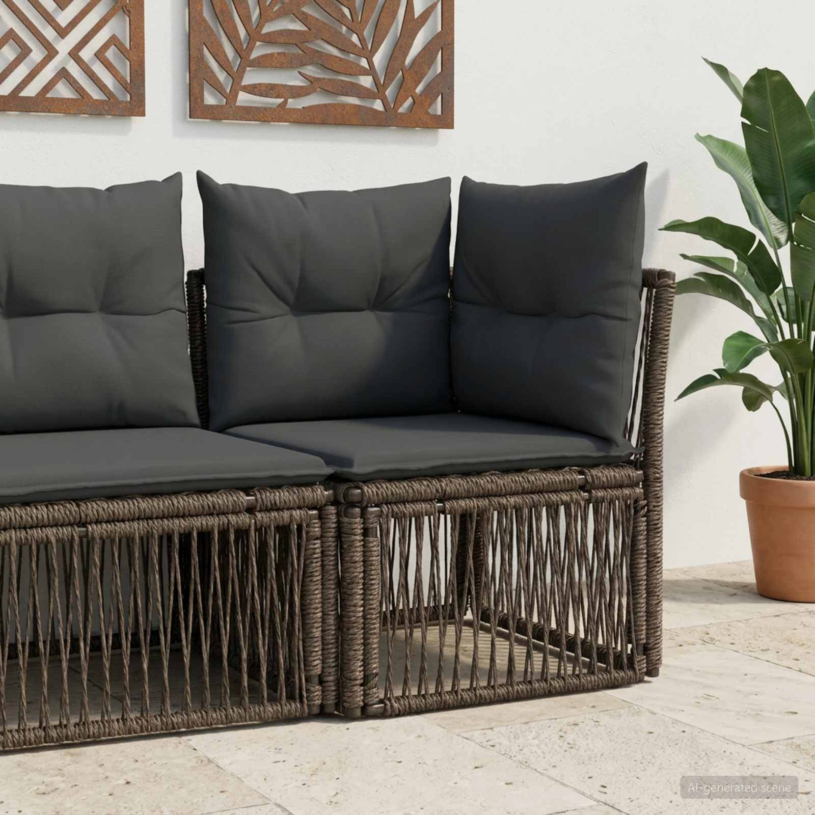 vidaXL Ecksofa Grau Poly-Rattan