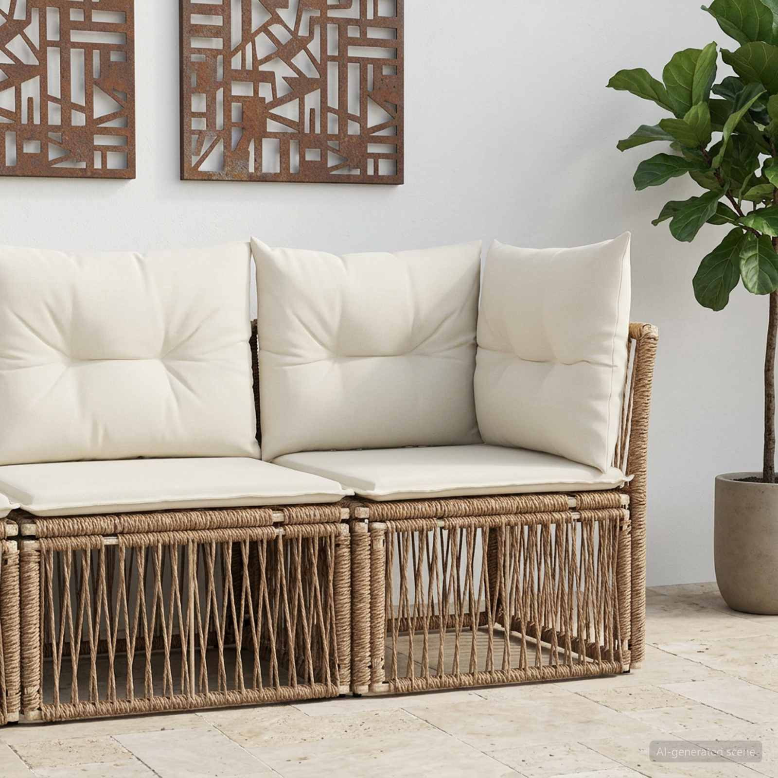vidaXL Ecksofa Beige Poly-Rattan