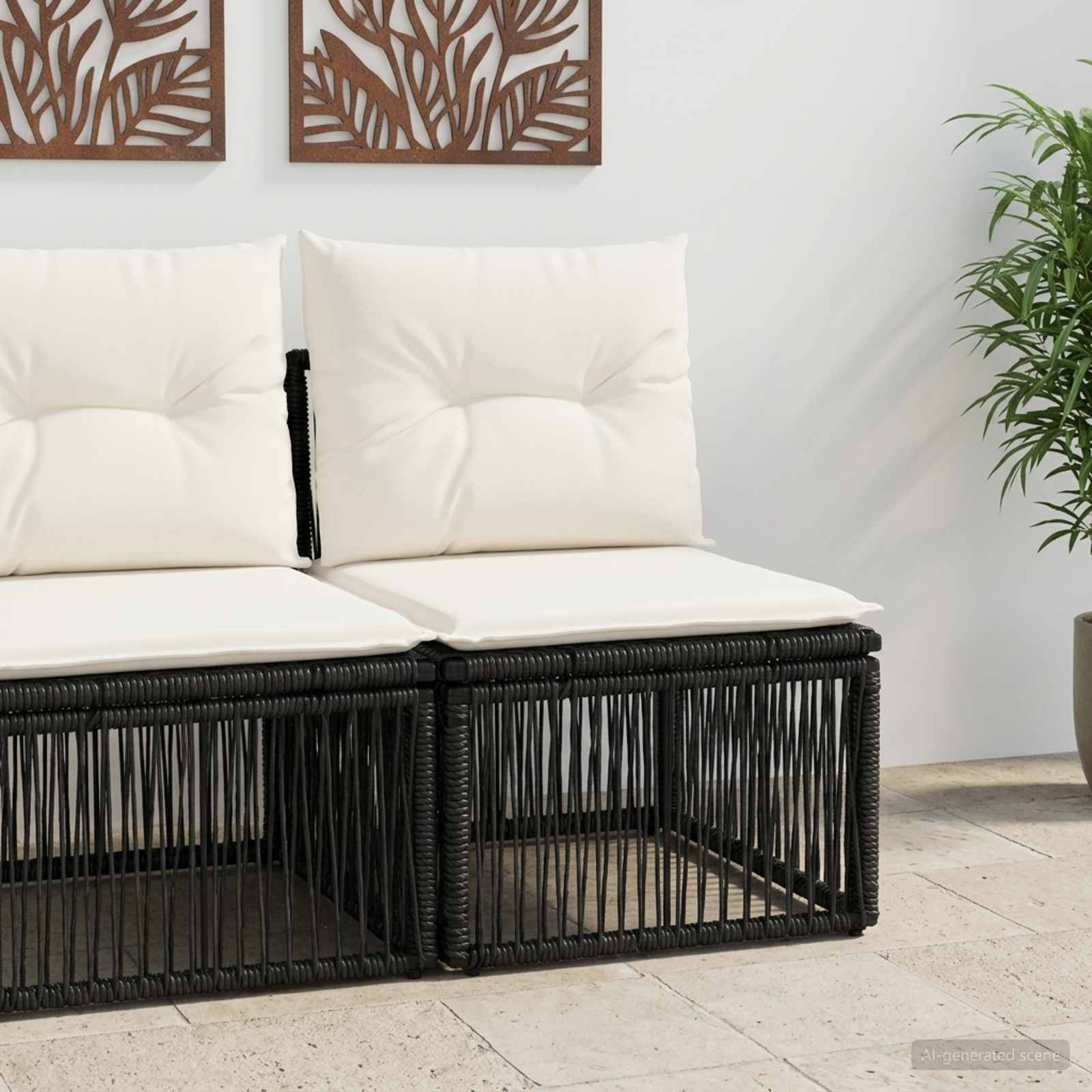 vidaXL Armfreies Sofa Schwarz Poly-Rattan