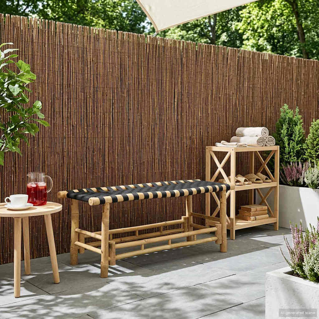 vidaXL Gartenbank 110 x 38 x 40 cm Bambus Natur Rechtwinklig