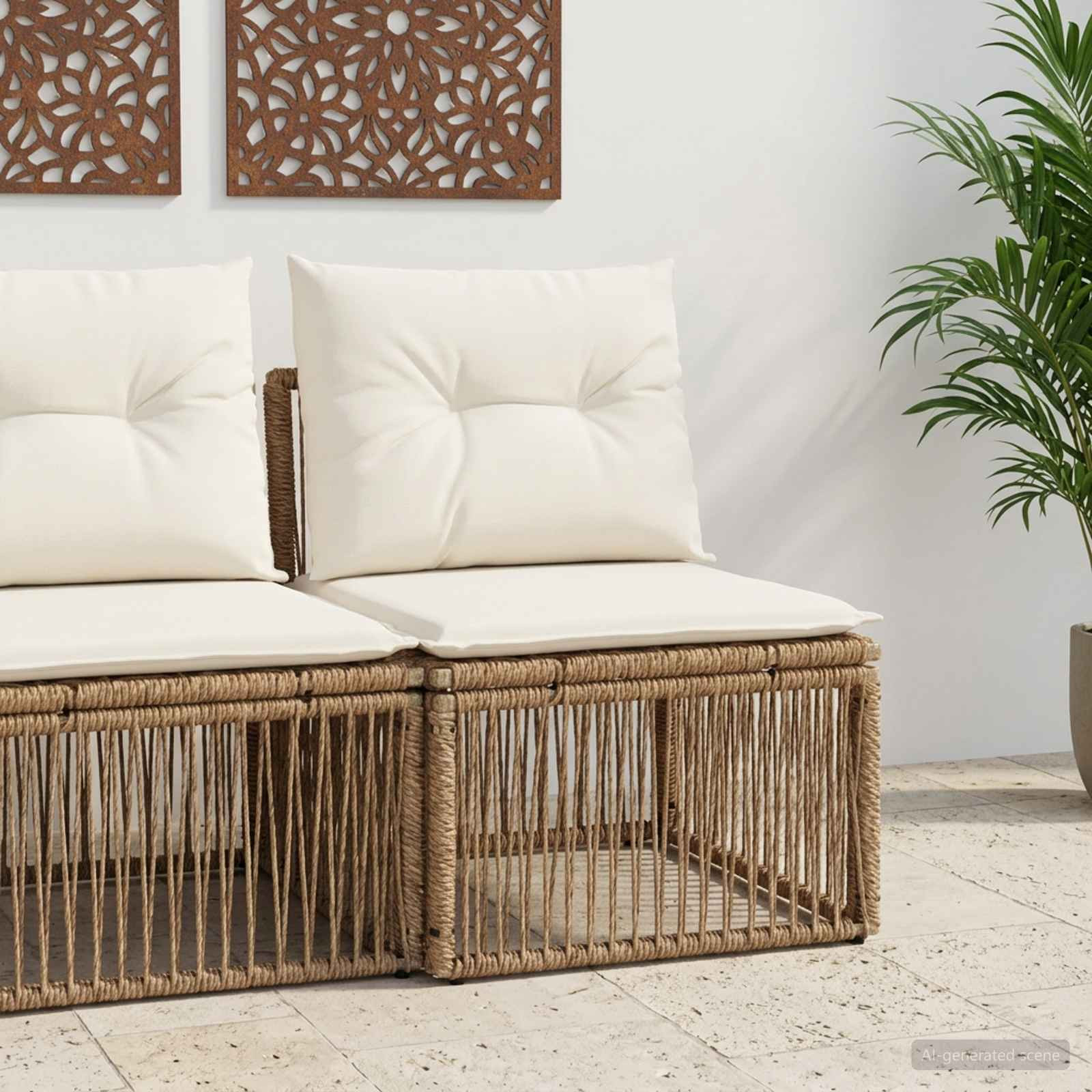vidaXL Armfreies Sofa Beige Poly-Rattan