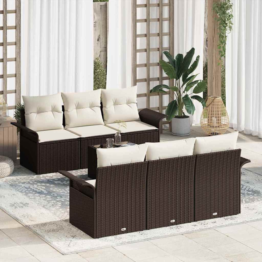 vidaXL Gartensofa-set mit Kissen 7 pcs Braun Poly-Rattan