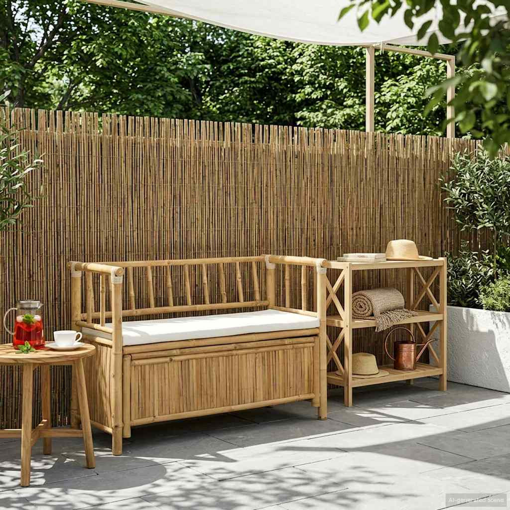 vidaXL Garten-Aufbewahrungsbank 110 x 47 x 80 cm Bambus Natur