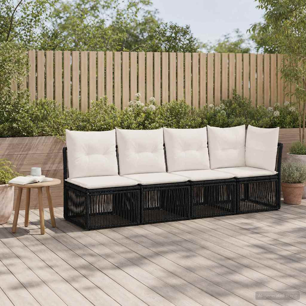 vidaXL 4-Sitzer Sofa mit linker Armlehne 4 pcs 4-Sitzanzahl Schwarz