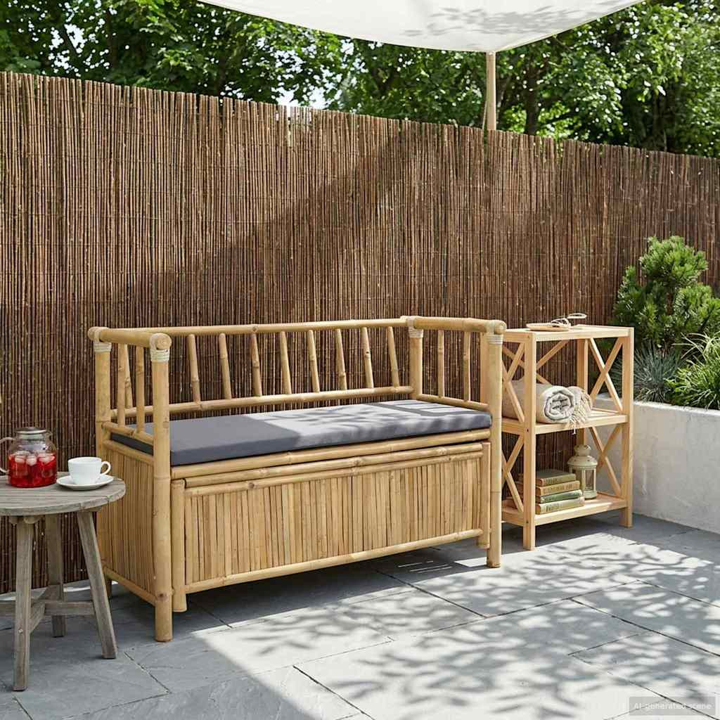 vidaXL Garten-Aufbewahrungsbank 110 x 47 x 80 cm Bambus Natur