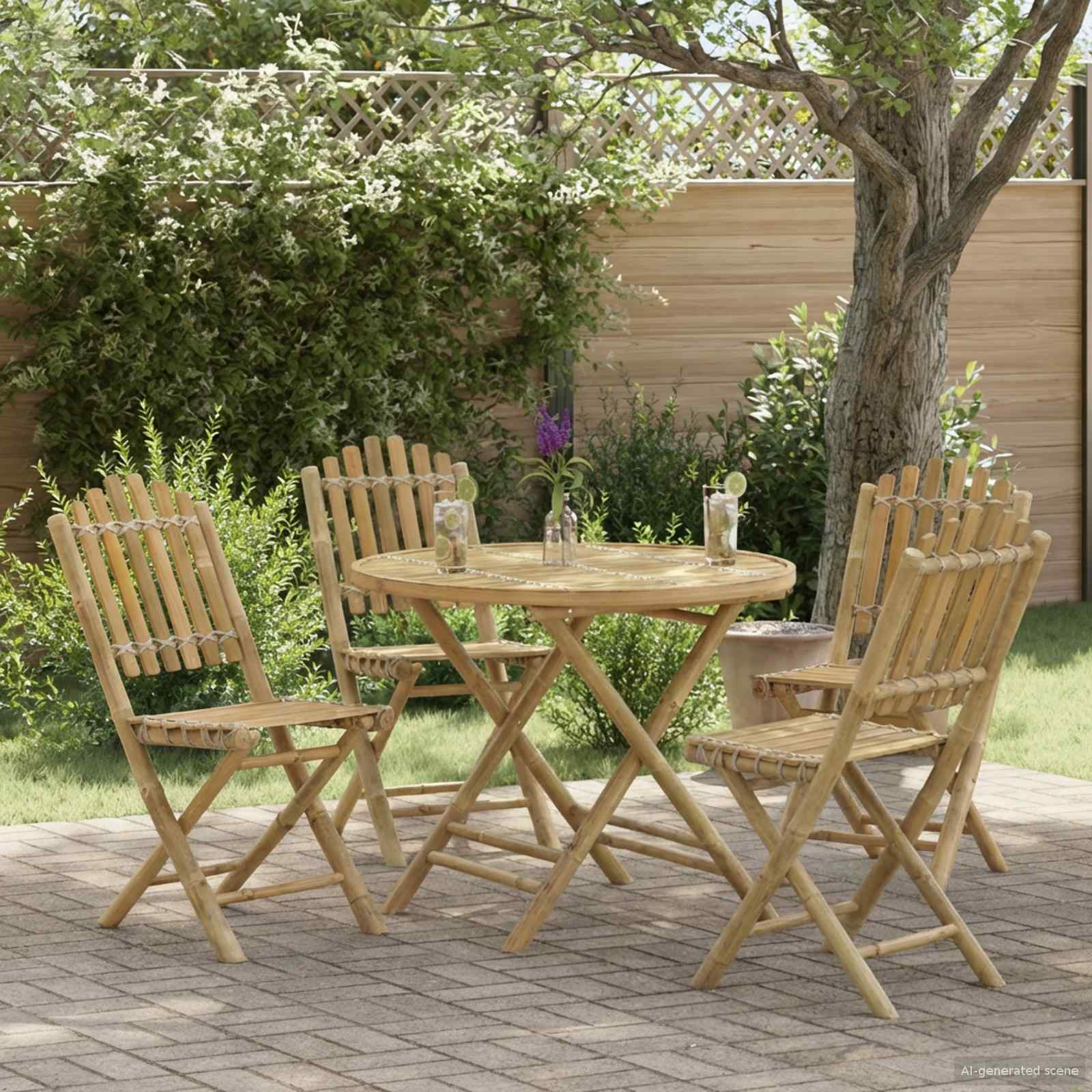 vidaXL Gartenstuhl 4 pcs Natur Bambus
