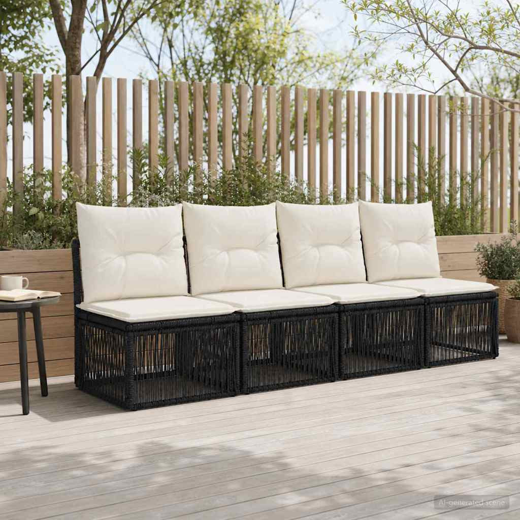 vidaXL 4-Sitzer-Sofa 4 pcs 4-Sitzanzahl Schwarz Poly-Rattan