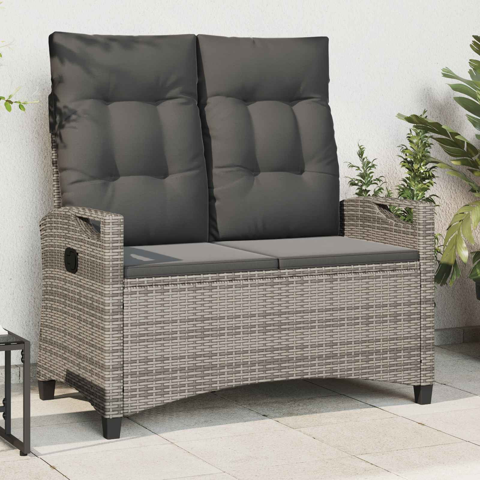 vidaXL Gartenbank mit Kissen Grau und Dunkelgrau 105 x 60 x 112 cm