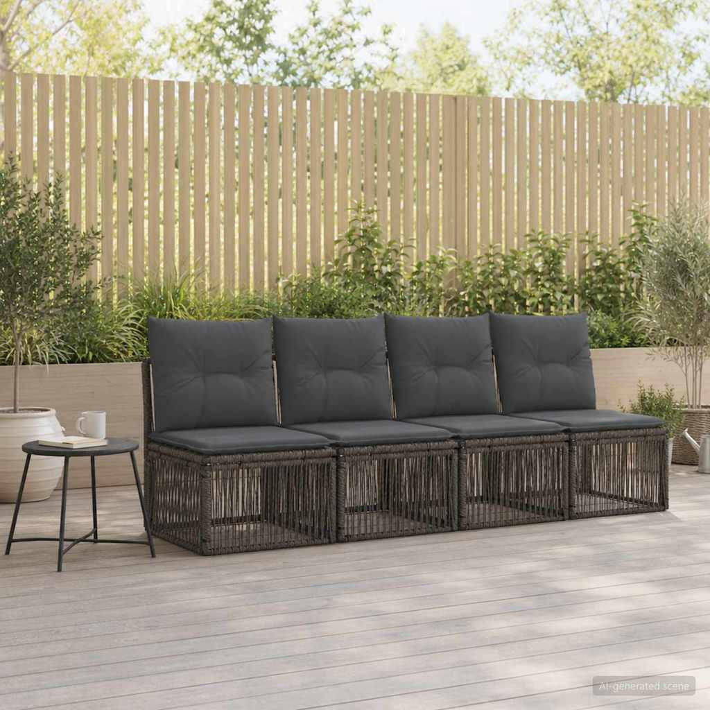 vidaXL 4-Sitzer-Sofa 4 pcs 4-Sitzanzahl Grau Poly-Rattan
