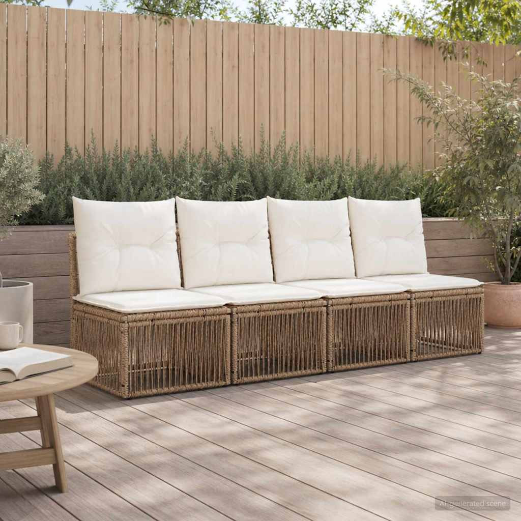 vidaXL 4-Sitzer-Sofa 4 pcs 4-Sitzanzahl Beige Poly-Rattan