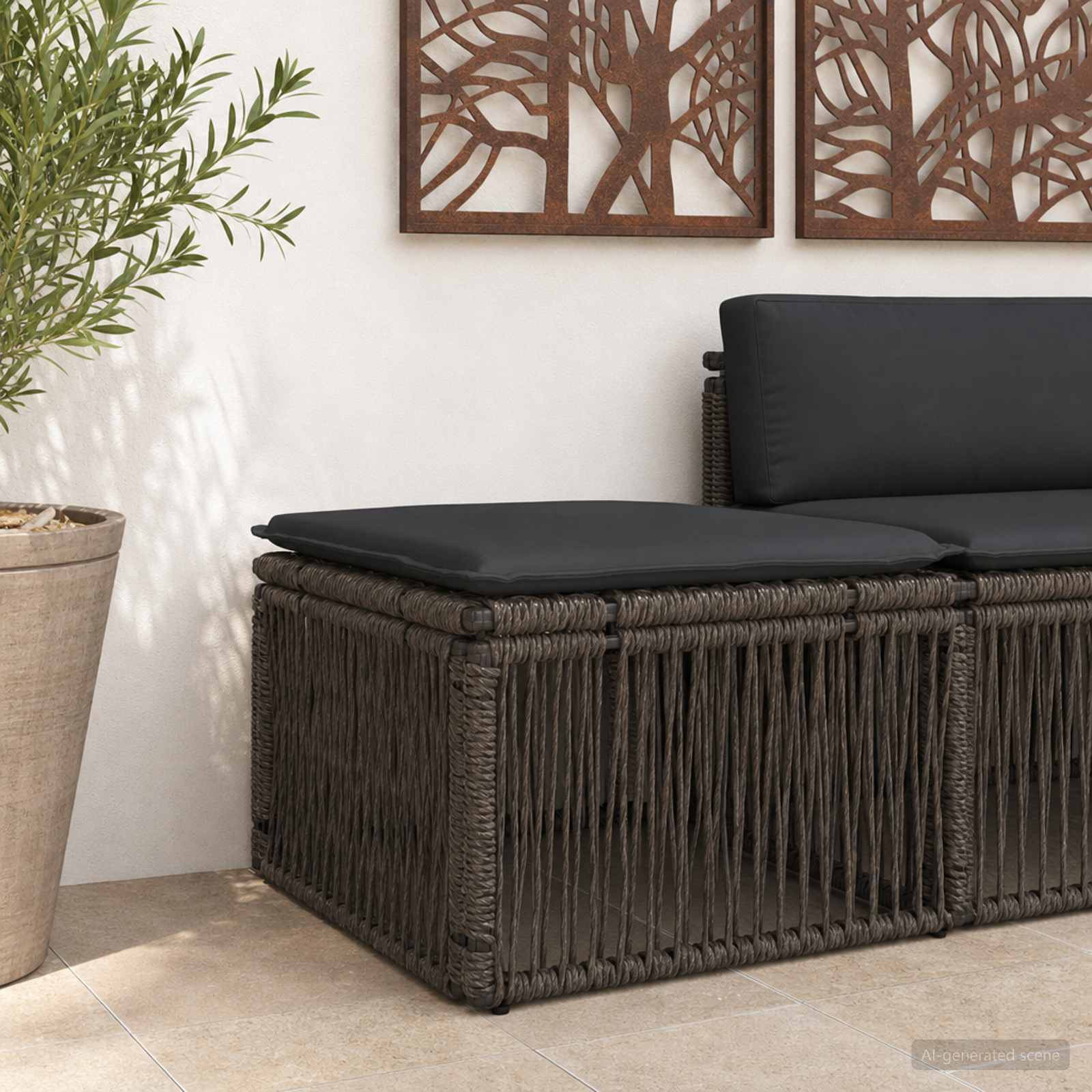 vidaXL Fußhocker Grau Poly-Rattan