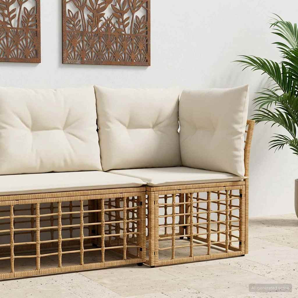 vidaXL Modulares Outdoor-Ecksofa Natur Poly-Rattan