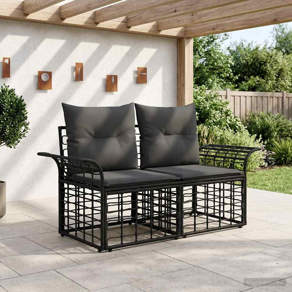 vidaXL Outdoor-Lounge 2 pcs Schwarz und Dunkelgrau Poly-Rattan
