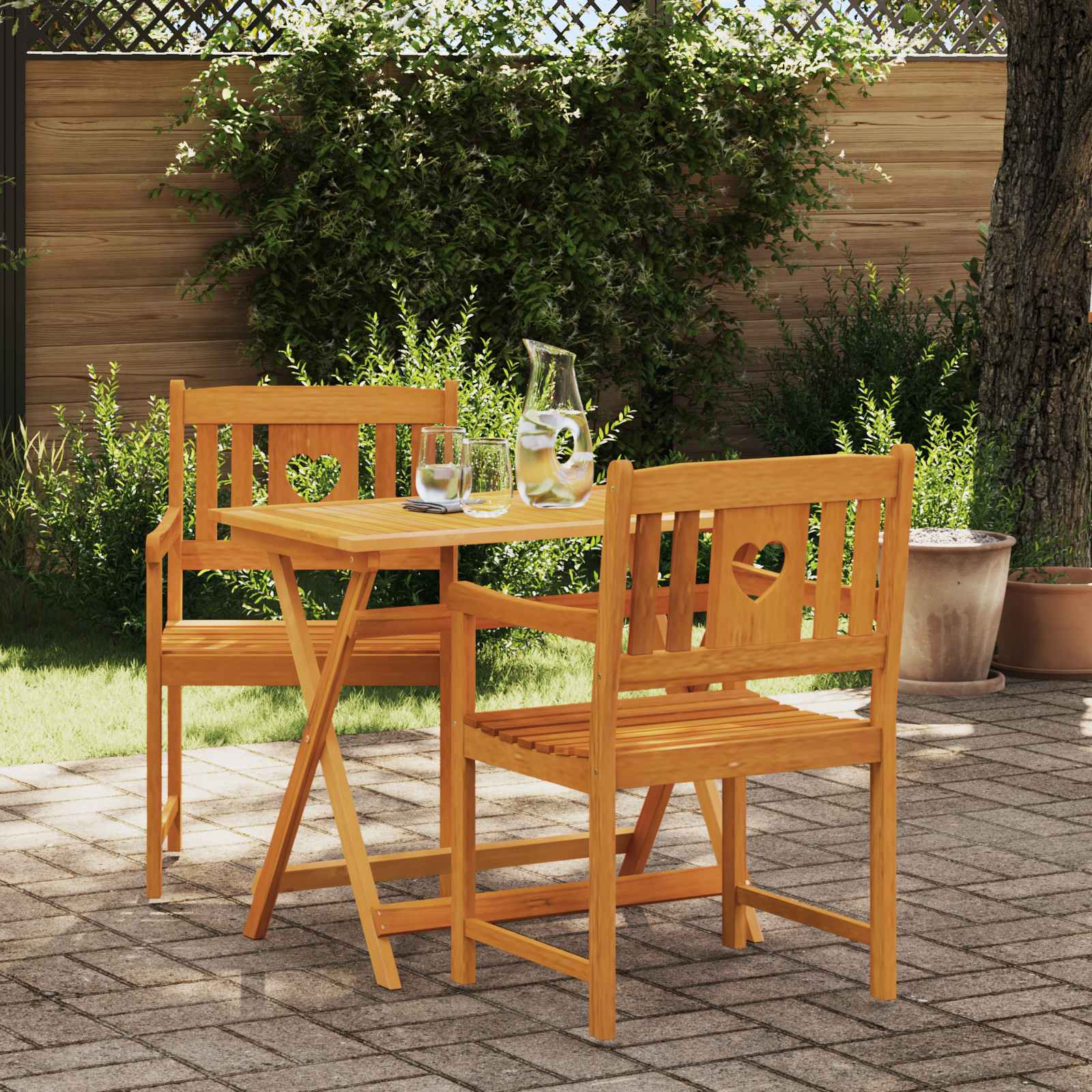 vidaXL Gartenstühle 2 pcs Natur Massives Akazienholz