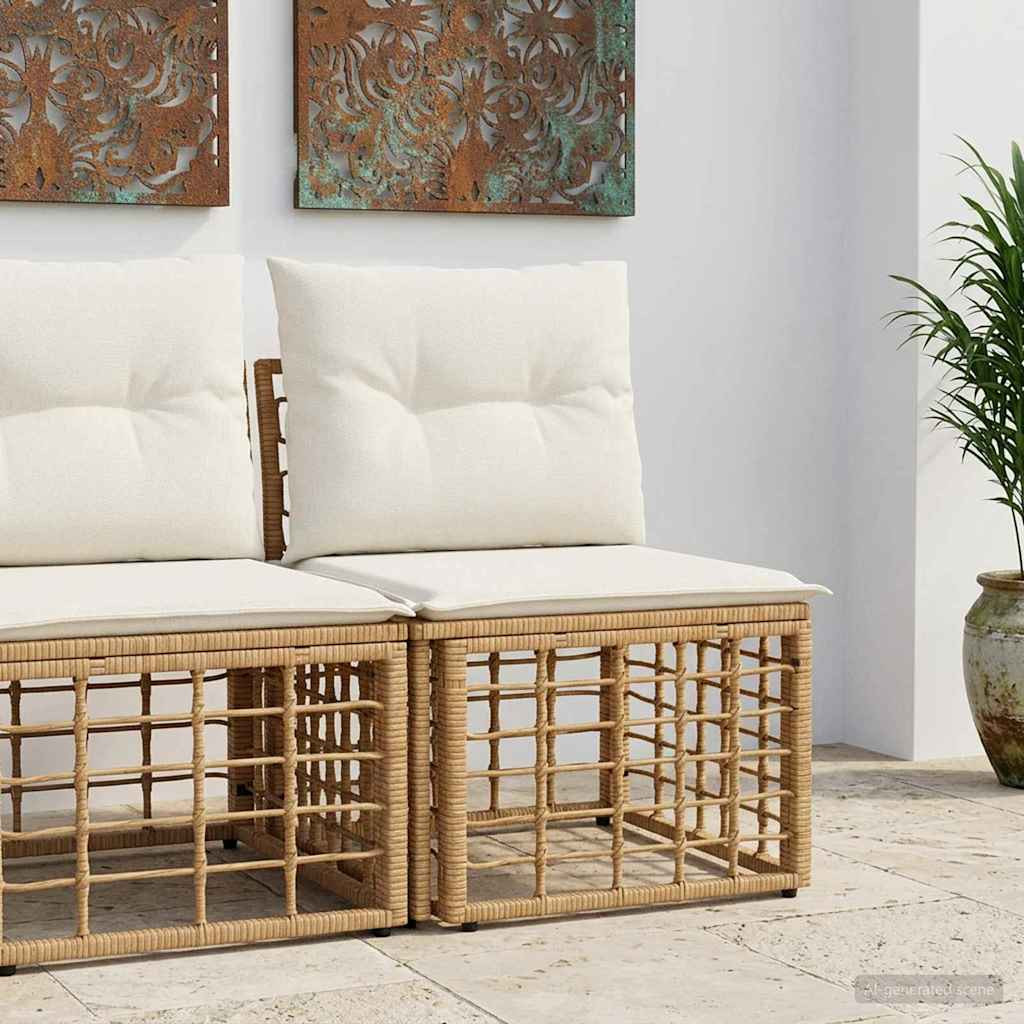 vidaXL Modulares Outdoor-Sofa ohne Armlehnen Natur Poly-Rattan