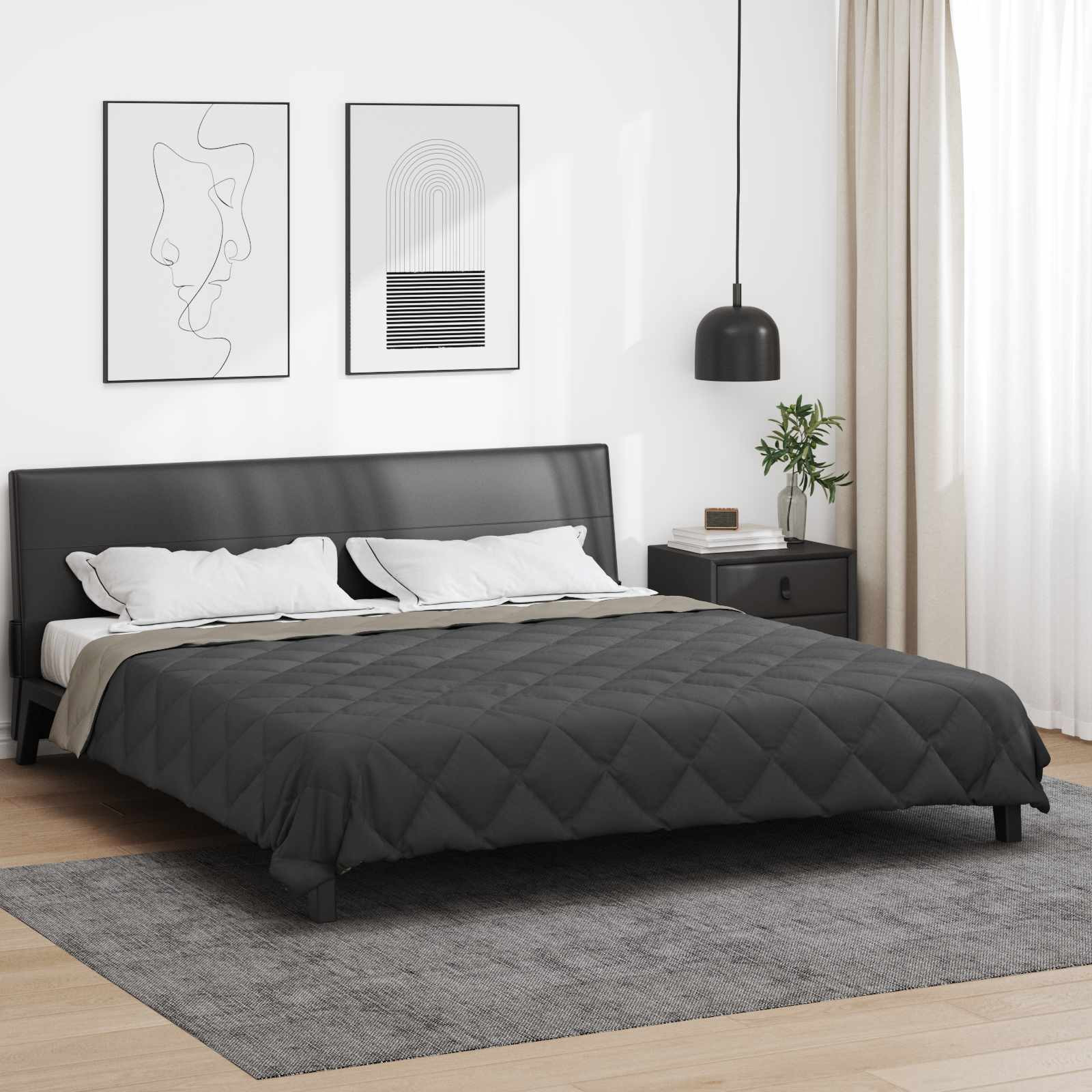 vidaXL Ganzjahresbettdecke Hellgrau und Anthrazit 200 x 220 cm