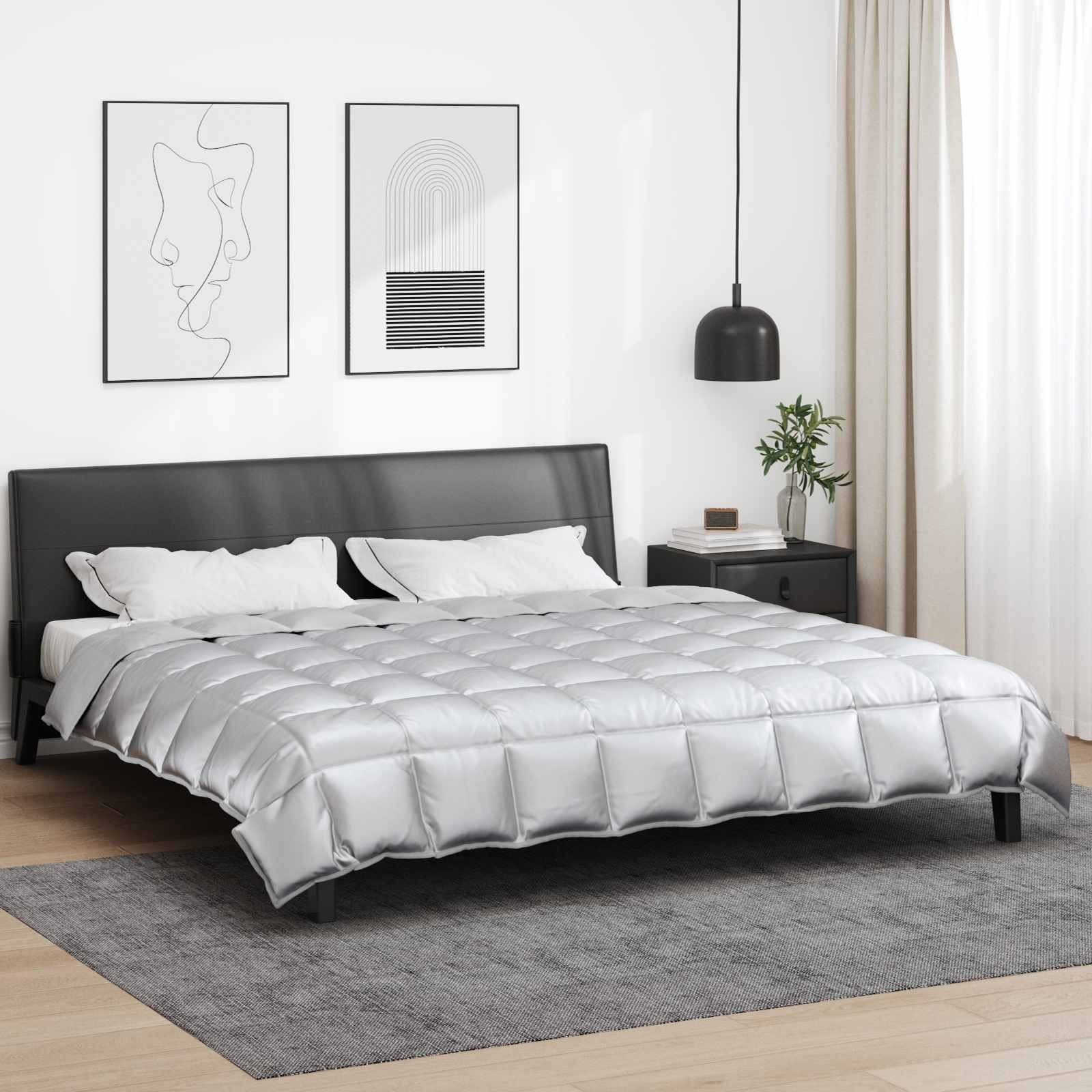 vidaXL Winterbettdecke Silber 200 x 220 cm Satin und Mikrofaser