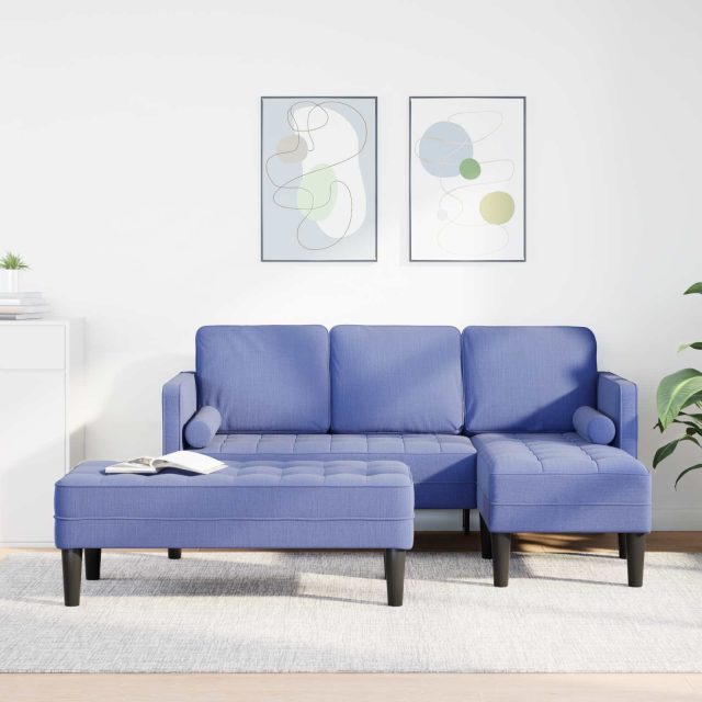 vidaXL Sofa Set mit Kissen 2 pcs Jeans blau Polyester