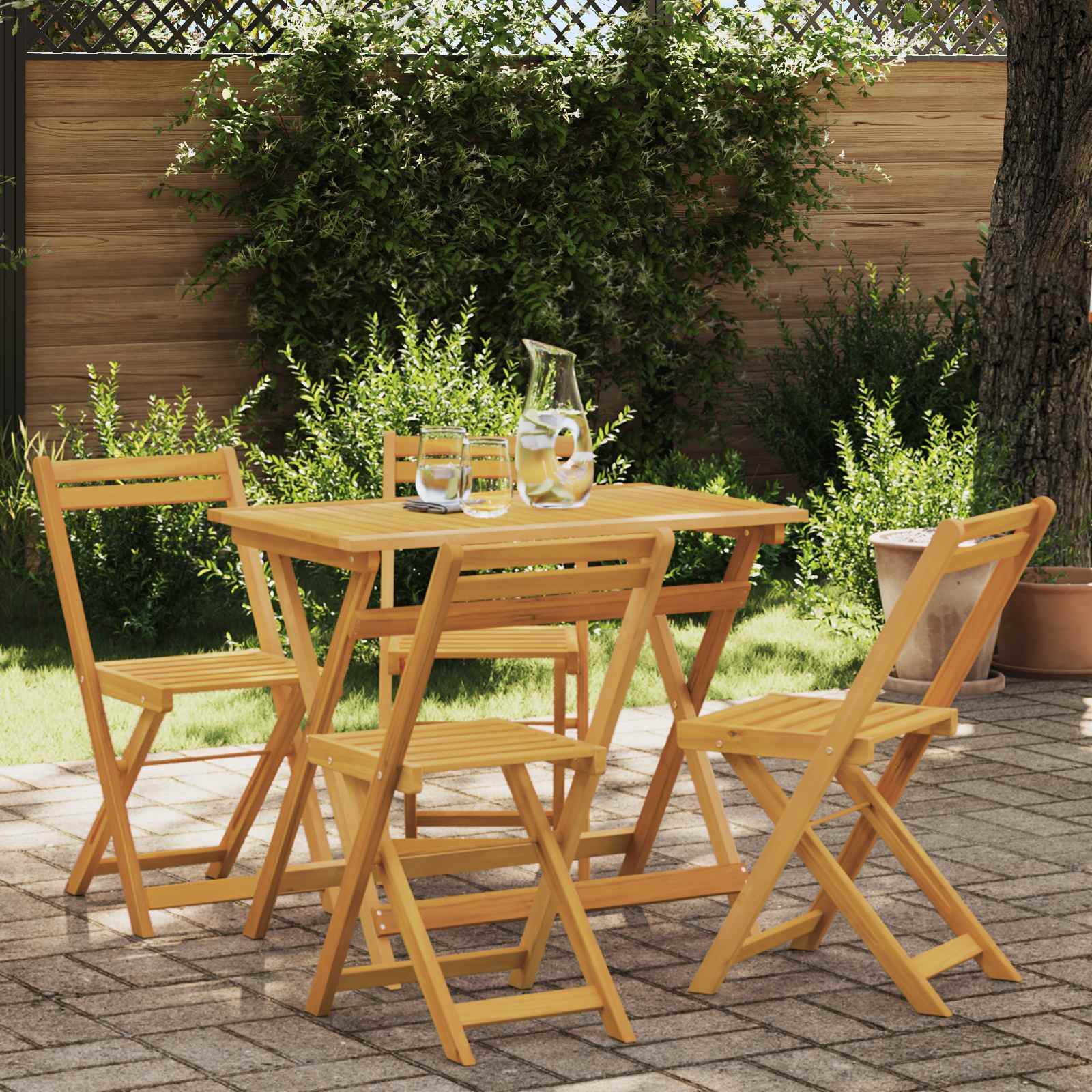 vidaXL Klappbare Gartenstühle 4 pcs Natur 40 x 53 x 80 cm