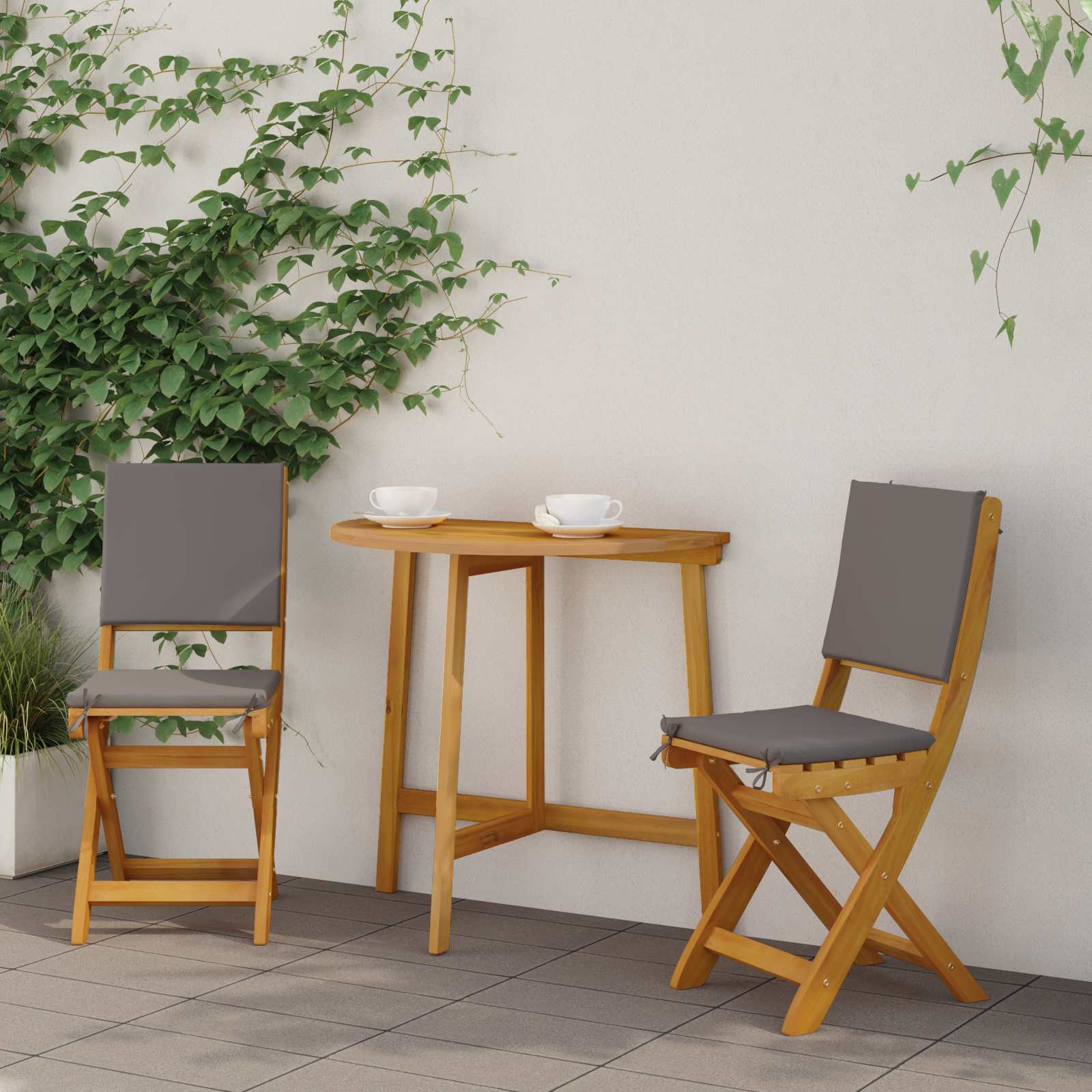 vidaXL Außen Bistro-Stühle 2 pcs Dunkelgrau Massivholz Akazie