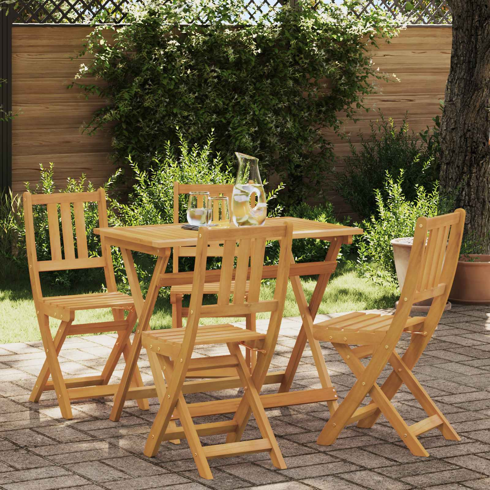 vidaXL Außen Bistro-Stühle Natur Massivholz Akazie