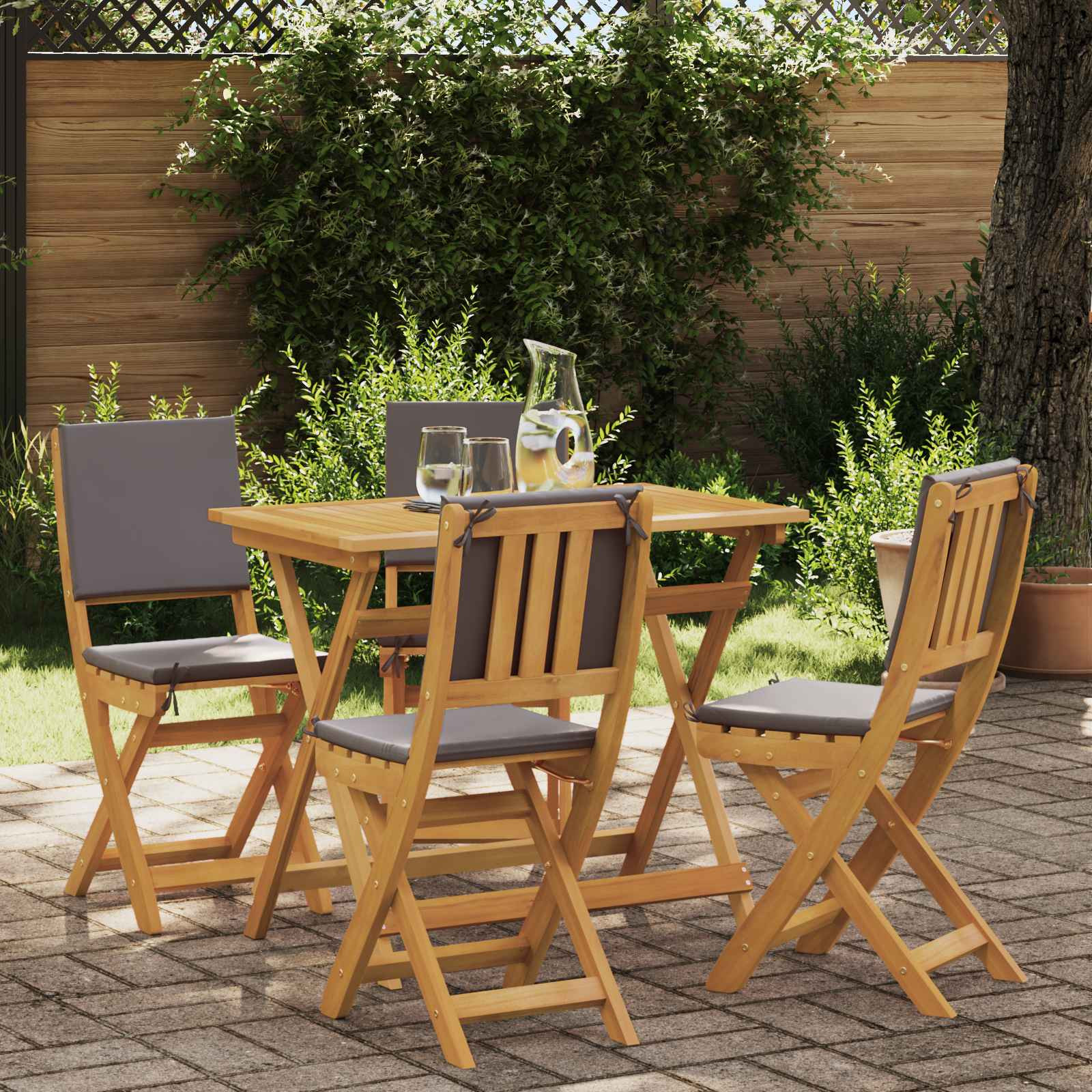 vidaXL Außen Bistro-Stühle 4 pcs Dunkelgrau Massivholz Akazie