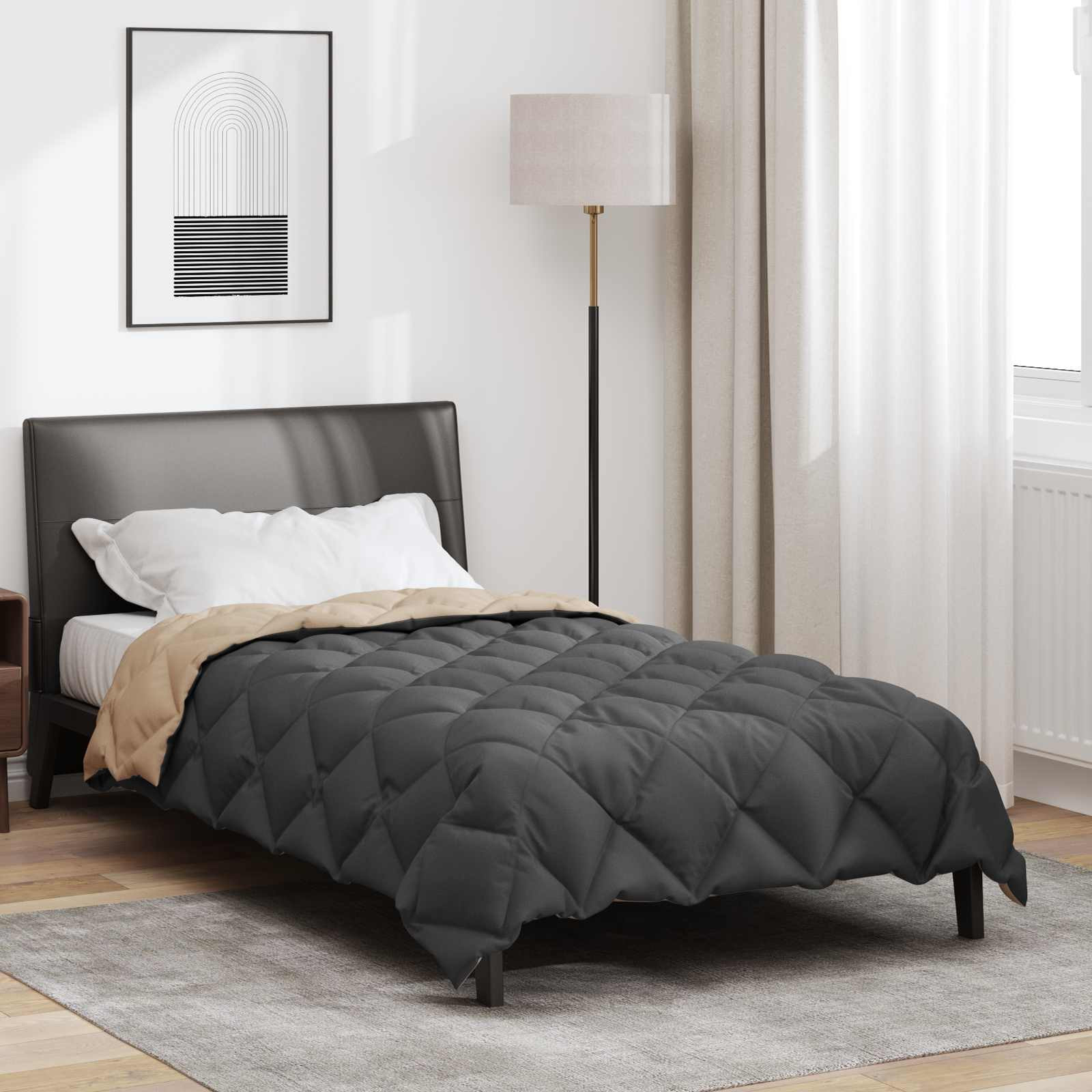 vidaXL Winterbettdecke 155 x 220 cm 450 g/m² Anthrazit und Taupe