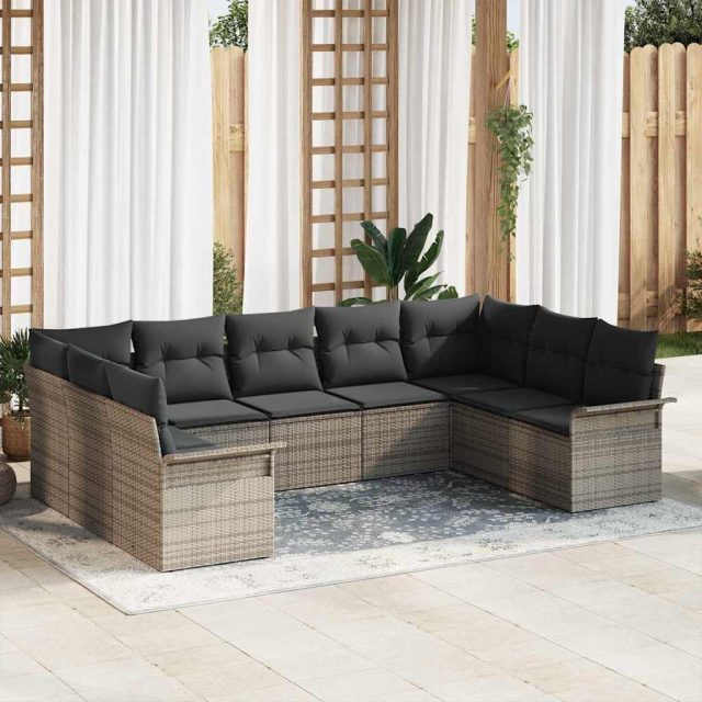vidaXL Gartensofa-set mit Kissen Grau Poly-Rattan