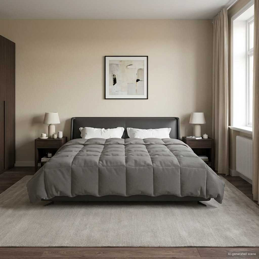 vidaXL Sommerdecke Gepolstert Hellgrau 200 x 200 cm Mikrofaser