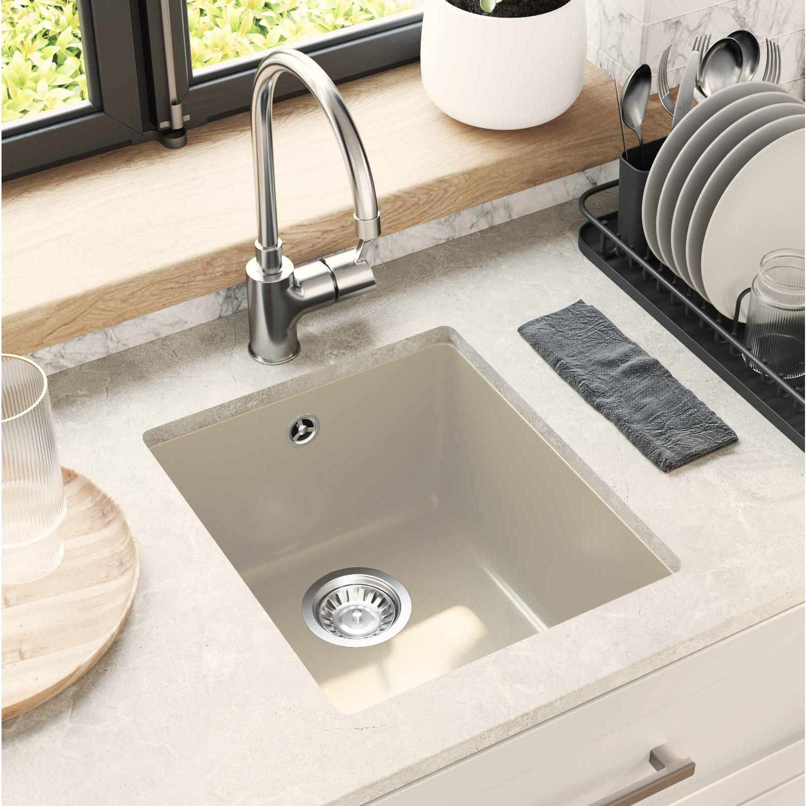 vidaXL Waschbecken Beige 370 x 460 mm 80% Quarz und 20% Harz