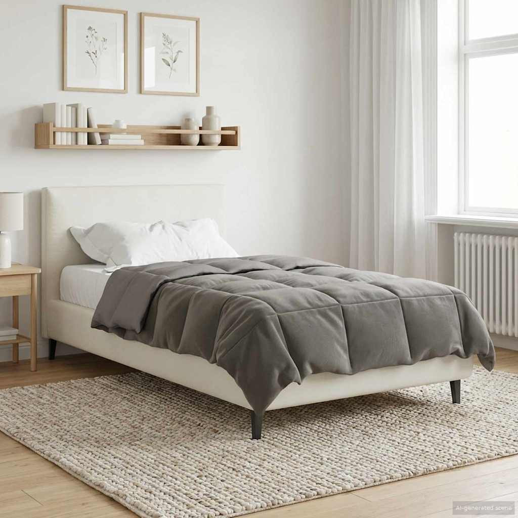vidaXL Sommerdecke Gepolstert Hellgrau 140 x 220 cm Mikrofaser