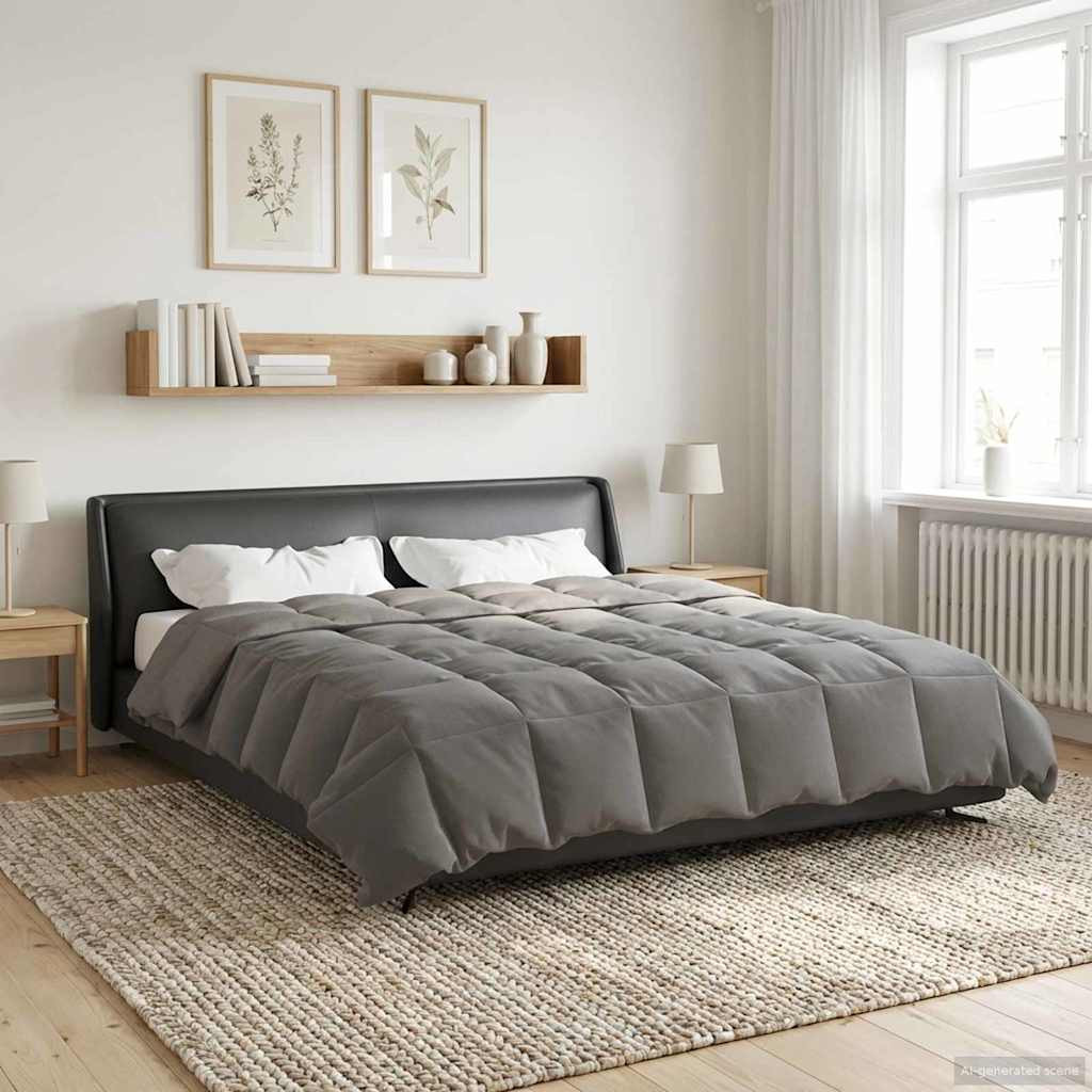 vidaXL Sommerdecke Gepolstert Hellgrau 200 x 220 cm Mikrofaser