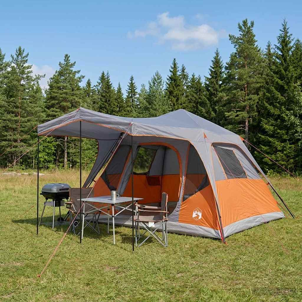 vidaXL Familienzelt mit Dach Grau und Orange 305 x 275 x 190 cm