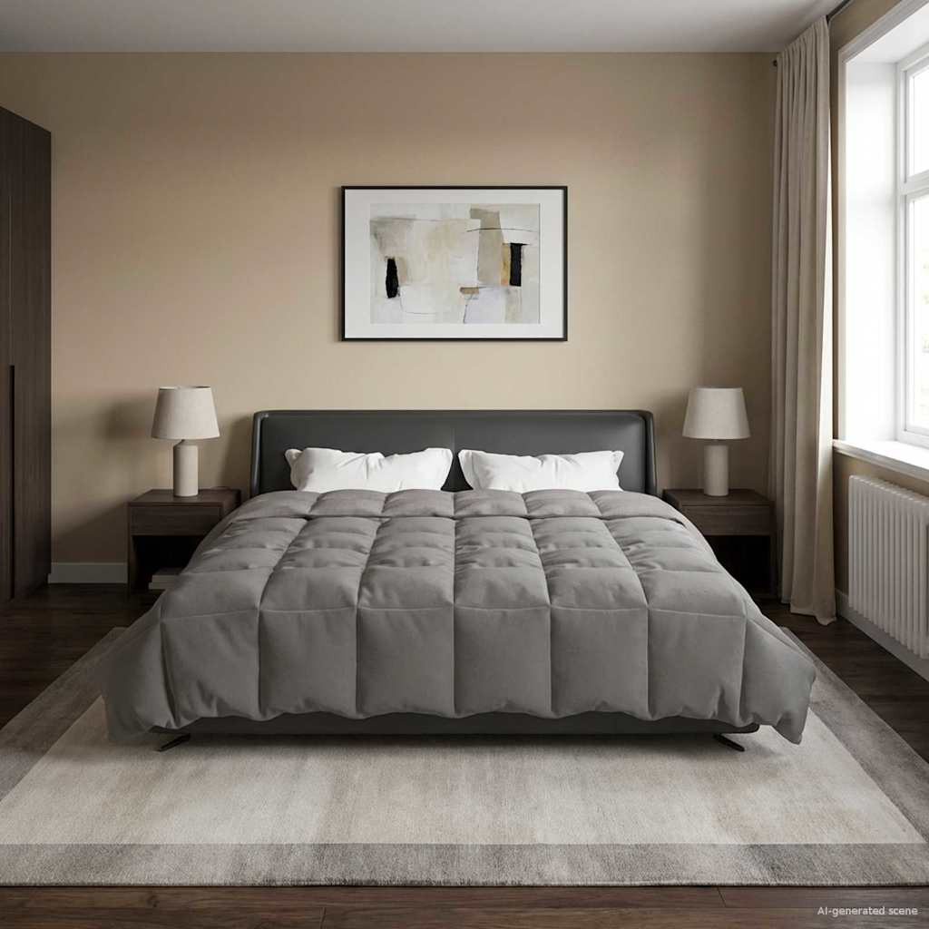 vidaXL Sommerdecke Gepolstert Hellgrau 220 x 240 cm Mikrofaser