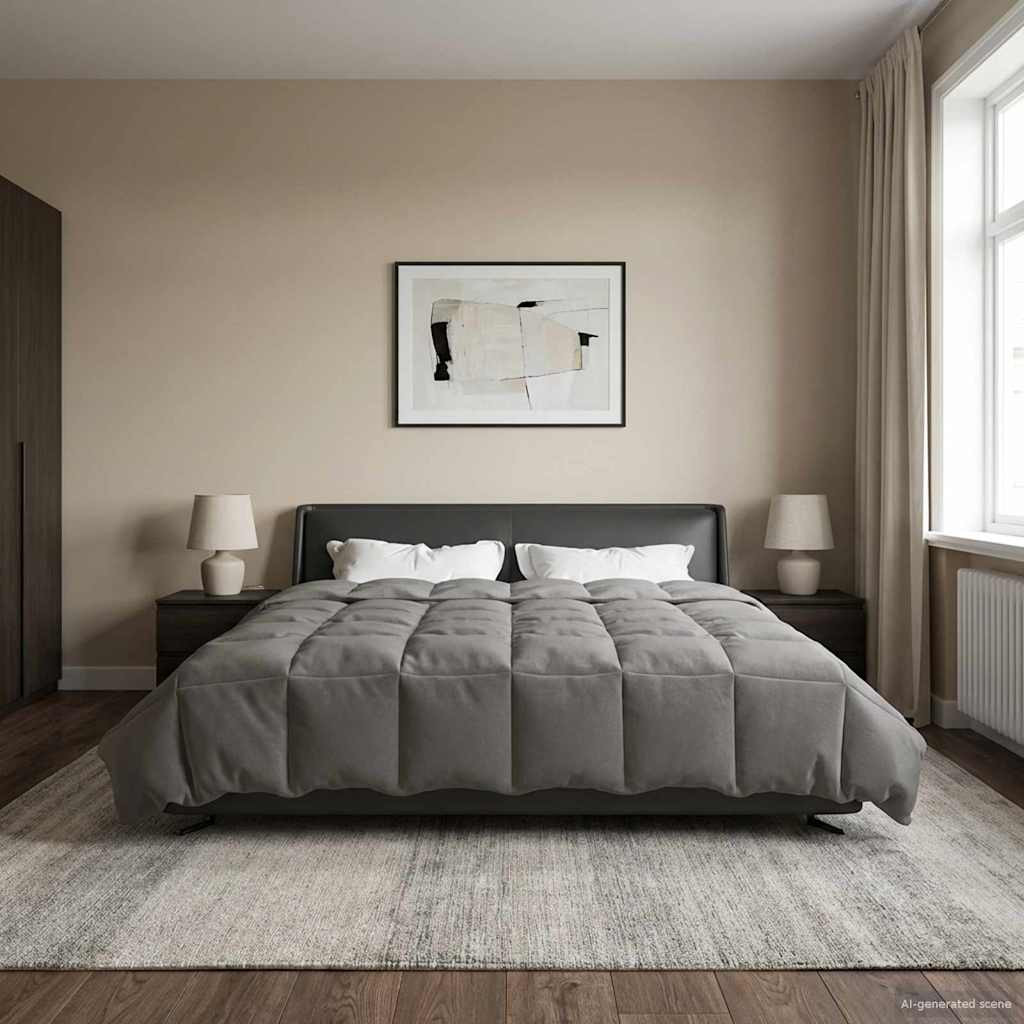 vidaXL Sommerdecke Gepolstert Hellgrau 220 x 260 cm Mikrofaser