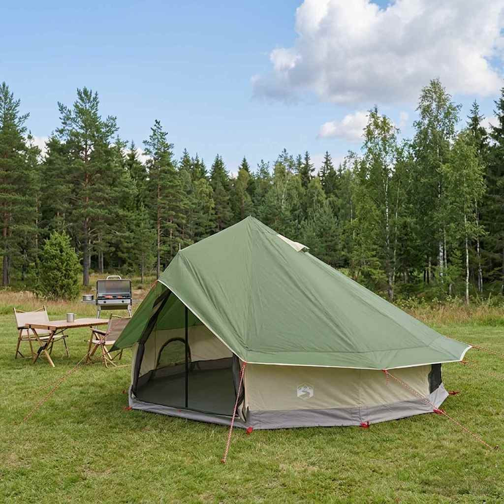 vidaXL Tipi Zelt mit Dach Grün 700 x 700 x 395 cm Polyester und Stahl