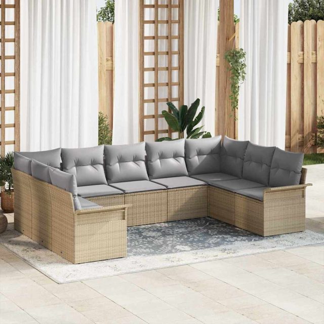 vidaXL Gartensofa-set mit Kissen Beige Poly-Rattan