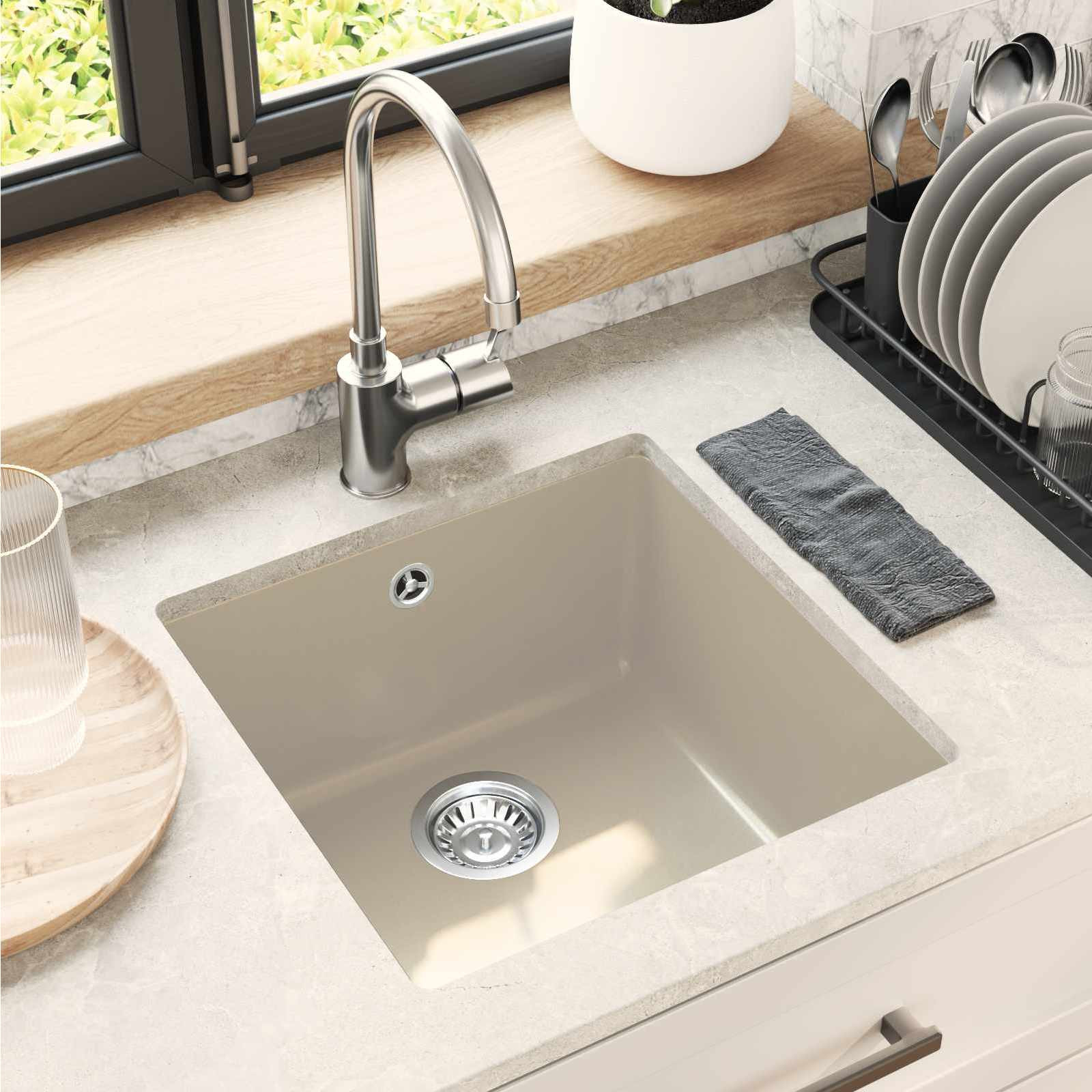 vidaXL Waschbecken Beige 430 x 460 mm 80% Quarz und 20% Harz