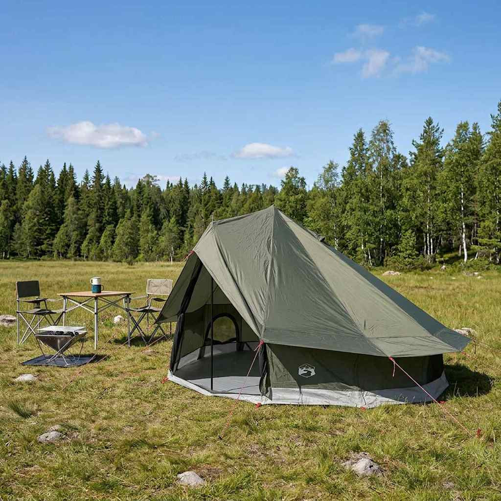 vidaXL Tipi Zelt Olivegrün 700 x 700 x 395 cm Polyester und Stahl