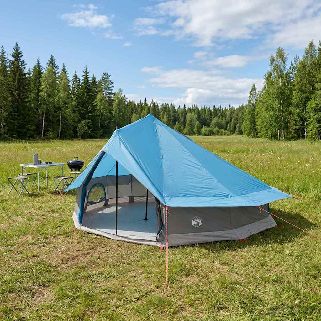 vidaXL Tipi Zelt mit Dach Blau 800 x 800 x 430 cm Polyester und Stahl